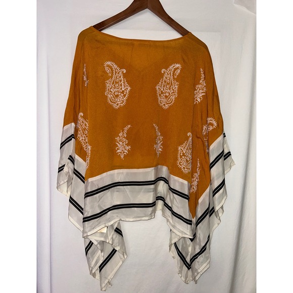 Anthropology Floreat L‎ Orange Boho Kimono Blouse Tunic Flowy Elegant - Picture 2 of 6